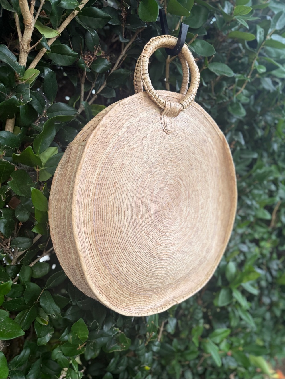 Round Woven Palm Leaf Bag